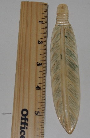 +MBA #3737-C  "Large Hand Carved Bone Feather"