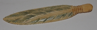 +MBA #3737-D  "Large Hand Carved Bone Feather"