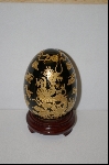  "SOLD"  Large Black & Gold Ceramic Dragon Egg