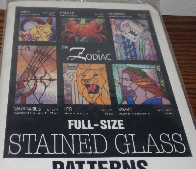 +MBA #3838-0127   "1998 Full Sized Stain Glass Patterns "Zodiac" By Sunlight Studio