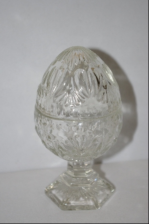 +MBA #9-048   1990's 2 Piece Clear Glass Egg Dish