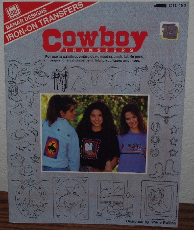 +MBA #3939-0077  "1992 Banar Designs Cowboy Iron On Transfers #CTL 180"