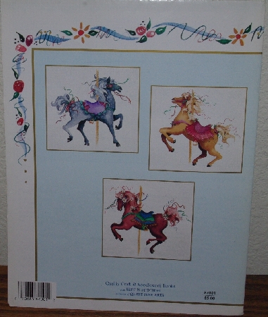 +MBA #3939-0073   "1987 Carousel Horses Watercolors In Counted Cross Stitch By Kay Jongsma"