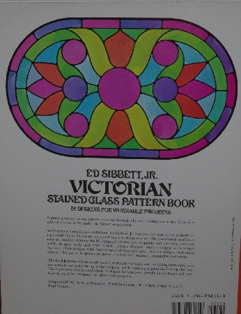 +MBA #3939-400   "1979 Victorian Stained Glass Patterns By Ed Sibbett Jr." Paper Back