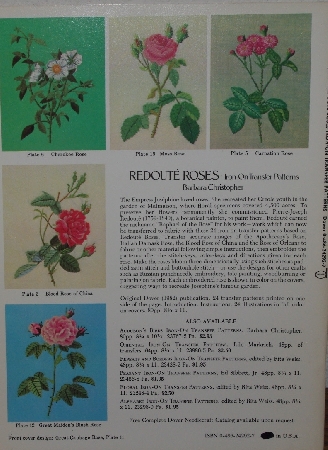 +MBA #3939-237   "1982 Redoute Roses Iron On Transfer Patterns" By Barbara Christopher