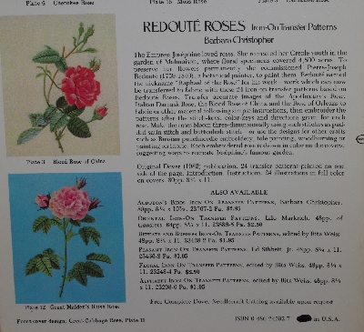 +MBA #3939-237   "1982 Redoute Roses Iron On Transfer Patterns" By Barbara Christopher
