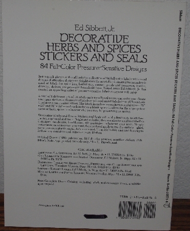 +MBA #3939-184   "1986 Decorative Herbs & Spices Stickers & Seals By Ed Sibbett Jr." Paper Back