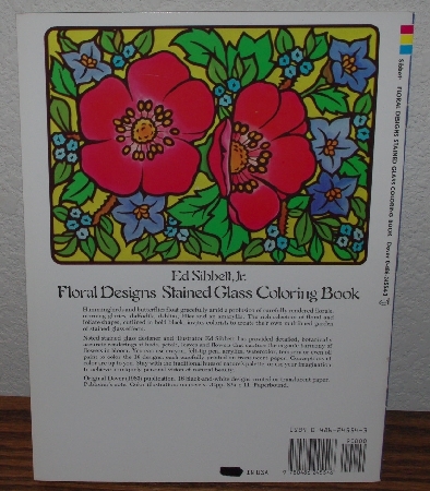 +MBA #4040-183   1983 Floral Designs Stained Glass Coloring Book" By Ed Sibbett Jr.