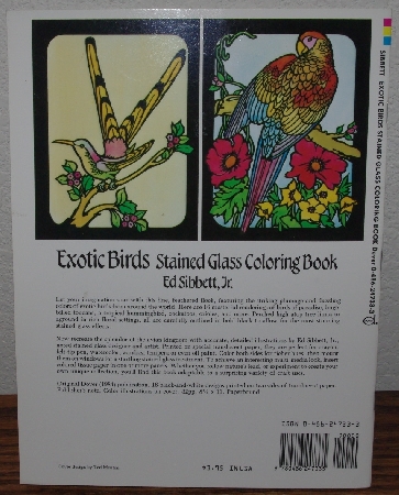+MBA #4040-185   "1984 Exotic Birds Stained Glass Coloring Book" By Ed Sibbett Jr.