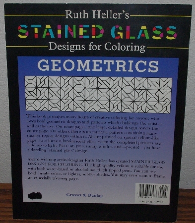 +MBA #4040-189   "1998 Geometrics Stained Glass Coloring Book" By Ruth Heller