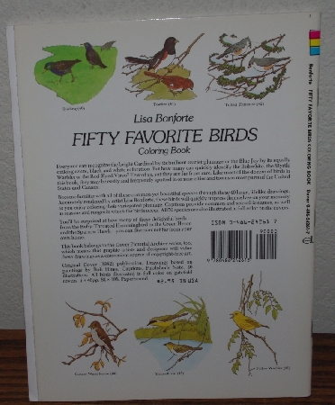 +MBA #4040-206  "1982 Fifty Favorite Birds Coloring Book" By Lisa Bonforts