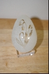 +MBA #9-167  1980's  White Floral Cameo Glass Egg