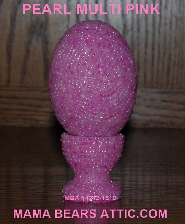 +MBA #4242-1510  "Multi Shade Pearl Pink Glass Bead Egg With Egg Cup"