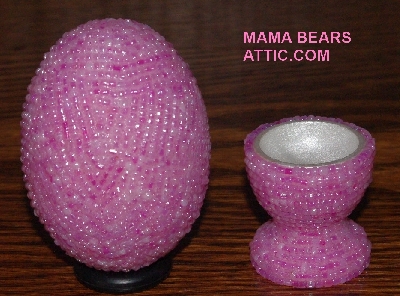 +MBA #4242-1510  "Multi Shade Pearl Pink Glass Bead Egg With Egg Cup"