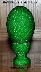 +MBA #4242-1519  "Transparent Lime Green Glass Seed Bead Egg With Matching Egg Cup"