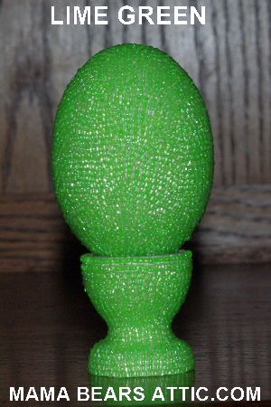 +MBA #4242-1532  "Transparent Lime Green Glass Seed Bead Egg With Matching Egg Cup"