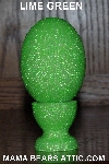 +MBA #4242-1532  "Transparent Lime Green Glass Seed Bead Egg With Matching Egg Cup"