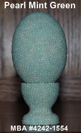 +MBA #4242-1554  "Pearl Mint Green Glass Bead Egg With Matching Egg Cup"