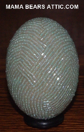 +MBA #4242-1560  "2 Cut Mint Green Glass Bead Egg With Matching Egg Cup" 