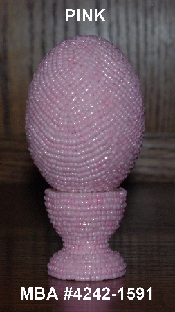 +MBA #4242-1591  "Pink Glass Seed Bead Egg & Matching Egg Cup"