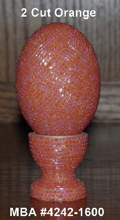 +MBA #4242-1600  "2 Cut Orange Glass Seed Bead Egg & Matching Egg Cup"