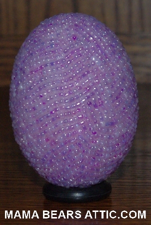 +MBA #4242-1605  "Lavender Pearl Glass Seed Bead Egg & Matching Egg Cup"