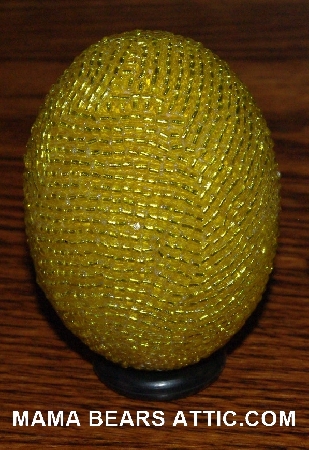 +MBA #4242-1634  "Silver Lined Yellow Glass Seed Bead Egg & Matching Egg Cup"