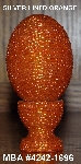 +MBA #4242-1696  "Silver Lined Orange Glass Seed Bead Egg With Matching Egg Cup"