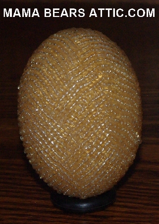 +MBA #4242-1664  "Luster Amber Glass Seed Bead Egg With Matching Egg Cup"