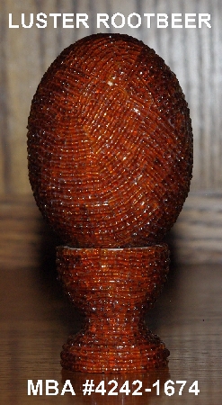 +MBA #4242-1674  "Luster Rootbeer Glass Seed Bead Egg With Matching Egg Cup"
