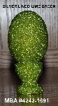 +MBA #4242-1691  "Silver Lined Lime Green Glass Seed Bead Egg With Matching Egg Cup"