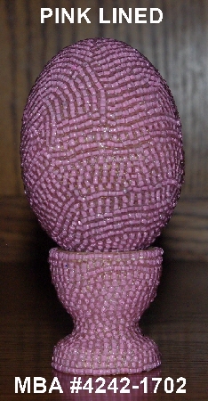 +MBA #4242-1701  "Pink Lined Glass Seed Bead Egg & Matching Egg Cup"