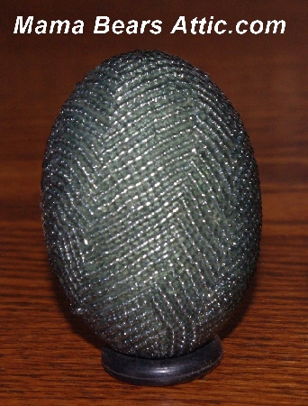 +MBA #5555-0031  "Grey Glass Seed Bead Egg With Matching Egg Cup"