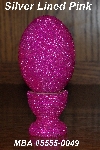 +MBA #5555-0049  "Silver Lined Pink Glass Seed Bead Egg With Matching Egg Cup"