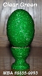 +MBA #5555-0093  "Transparent Green Glass Seed Bead Egg With Matching Egg Cup"