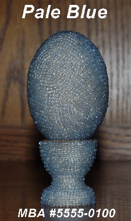 +MBA #5555-0100  "Pale Blue Glass Seed Bead Egg With Matching Egg Cup"
