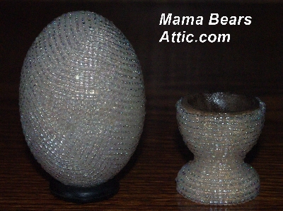 +MBA #5555-0106  "Luster Clear Glass Seed Bead Egg With Matching Egg Cup"