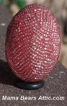 +MBA #5555-120  "Light Pink Glass Seed Bead Egg With Matching Egg Cup"