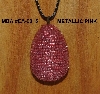 +MBA #EA-0015  "Metallic Pink Glass Seed Bead Egg Pendant"
