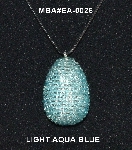 +MBA #EA-0026  "Light Aqua Blue Glass Bead Egg Pendant"
