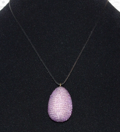 +MBA #EA-0074  "Lavender Luster Glass Seed Bead Egg Pendant"