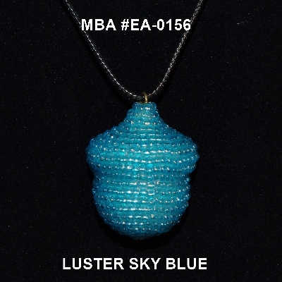 +MBA #EA-0156  "Luster Sky Blue Glass Seed Bead Acorn Pendant"