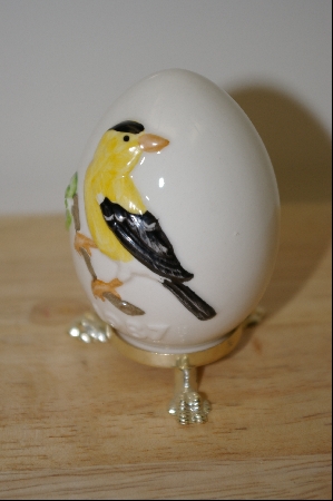 +MBA #10-024  1987 Yellow Bird Gobel Egg On Stand