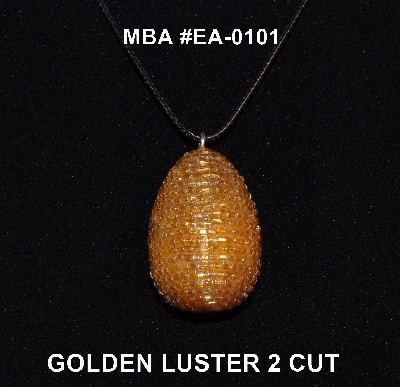 +MBA #EA-0101-  "Golden Luster Glass Seed Bead Egg Pendant"