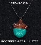 +MBA #EA-0113  "Rootbeer Luster & Teal Luster Glass Seed Bead Acorn Pendant"