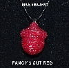 +MBA #EA-197  "Fancy 3 Cut Red Glass Seed Bead Acorn Pendant"