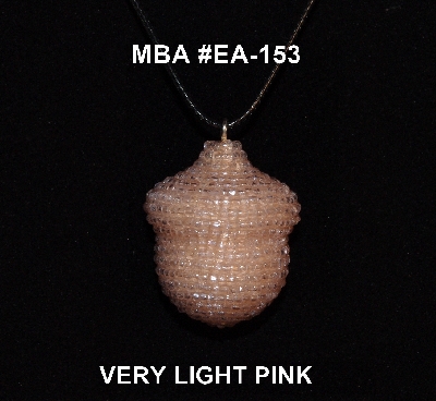 +MBA #EA-153  "Light Pink Glass Seed Bead Acorn Pendant"