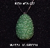 +MBA #EA-237  "Metallic Green Glass Seed Bead Egg Pendant"