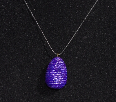 +MBA #AE3-0025  "Deep Purple Glass Seed Bead Egg Pendant"