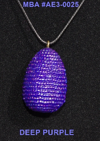 +MBA #AE3-0025  "Deep Purple Glass Seed Bead Egg Pendant"